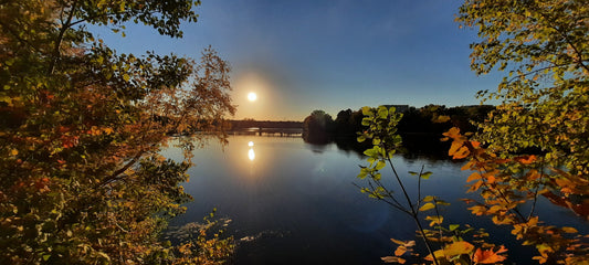 Soleil Merveilleux Du 6 Octobre 2021 17H33 (Vue 2) Rivière Magog À Sherbrooke. Pont Jacques